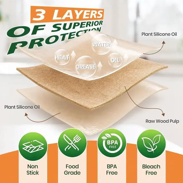 Alt view image 3 of 7 - 200pcs Unbleached Parchment Paper Sheets, 9x13In Precut Cooking Paper Liners for Baking Sheets, Air Fryer, Microwave, Grilling, Oven, Non-Stick,Non-Toxic, Oil Proof, Food Grade