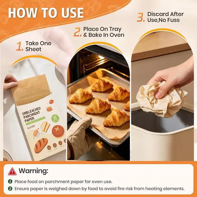 Alt view image 5 of 7 - 200pcs Unbleached Parchment Paper Sheets, 9x13In Precut Cooking Paper Liners for Baking Sheets, Air Fryer, Microwave, Grilling, Oven, Non-Stick,Non-Toxic, Oil Proof, Food Grade