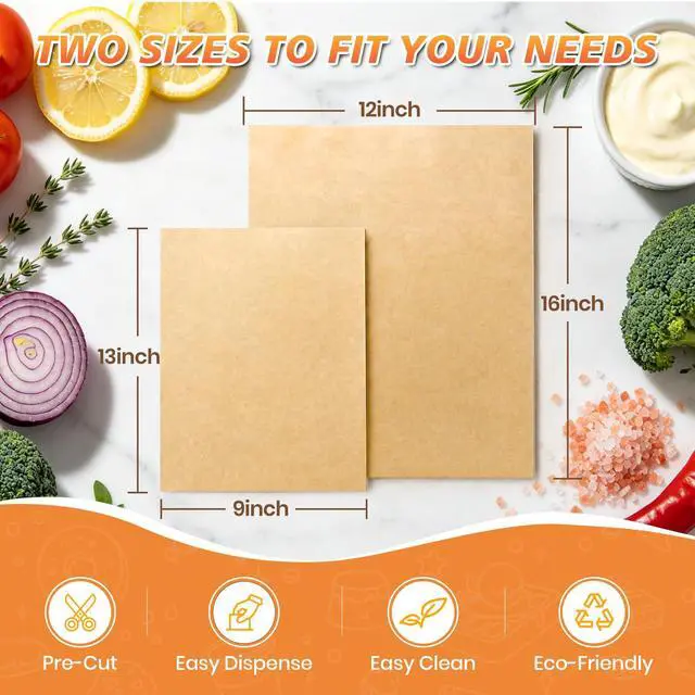 Alt view image 4 of 7 - 200pcs Unbleached Parchment Paper Sheets, 9x13In Precut Cooking Paper Liners for Baking Sheets, Air Fryer, Microwave, Grilling, Oven, Non-Stick,Non-Toxic, Oil Proof, Food Grade