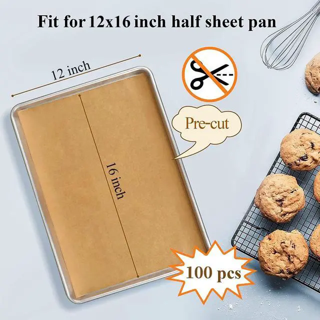 Alt view image 2 of 7 - 100PCS Unbleached Parchment Paper 12 x 16, Precut for Baking, Half Sheet for Cookie Sheets, Kitchen Gadgets and Supplies for Oven
