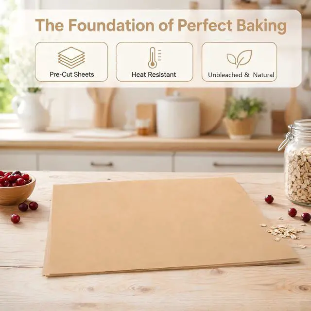 Alt view image 2 of 7 - 100 Sheets Pre-Cut Parchment Paper for Baking, Non Stick Baking Sheets for Cookies, Air Fryer, Roasting Unbleached, Chlorine Free, Heat Resistant Up to 446°F" (8 × 12 inch)