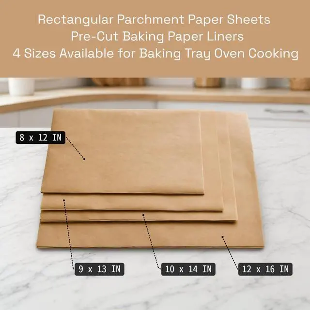 Alt view image 7 of 7 - 100 Sheets Pre-Cut Parchment Paper for Baking, Non Stick Baking Sheets for Cookies, Air Fryer, Roasting Unbleached, Chlorine Free, Heat Resistant Up to 446°F" (8 × 12 inch)