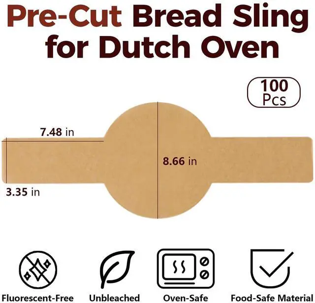 Alt view image 2 of 6 - Parchment Paper Bread Sling for Sourdough Baking, Pre-Cut Unbleached Parchment Liner for Dutch Oven, Baking Supplies for Bakers, Non-Stick Sour Dough Transfer (100 Sheets, Round)