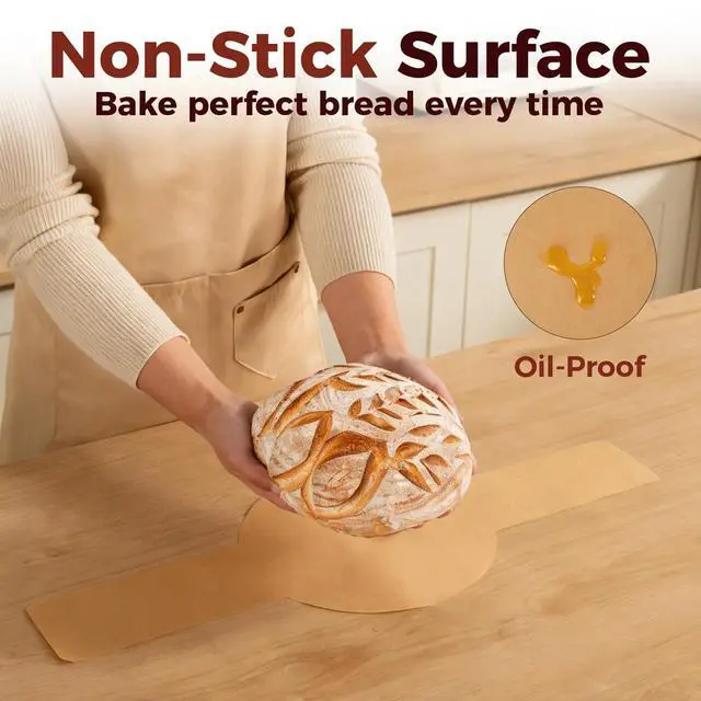 Alt view image 5 of 6 - Parchment Paper Bread Sling for Sourdough Baking, Pre-Cut Unbleached Parchment Liner for Dutch Oven, Baking Supplies for Bakers, Non-Stick Sour Dough Transfer (100 Sheets, Round)