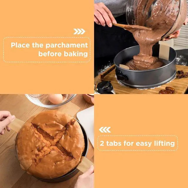 Alt view image 5 of 6 - 100 Pcs Baking Parchment Paper, 6 inch Round Cake Pan Liner with Lift Tab, Non-Stick Precut Baking Parchment for Baking Cookies, Bread (Unbleached)