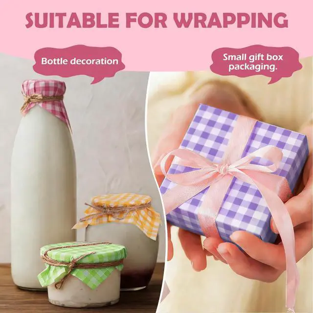 Alt view image 5 of 6 - Baking Parchment Paper for Food Wrap 7 * 7 Inch, 100 Sheets Waxed Deli Papers for Cookie Burger Donuts Food Basket Liners, Gingham Pattern 4 Colors Combo