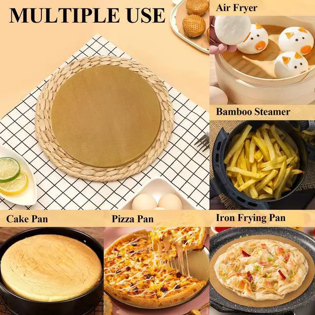 Alt view image 6 of 7 - 9 Inch Parchment Paper Rounds, 100PCS Unbleached Round Parchment Paper 9 inch for Baking, Precut Parchment Rounds for Round Cake Pans 9 inch,Round Baking Sheets,Springform Pan,Bamboo Steamer
