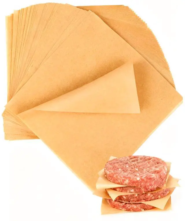 Main image of 100 PCS Hamburger Patty Paper 6''x6'' Non-Stick Parchment Paper Squares Sheets Wax Paper Squares for Patty Seperate, Burger Press, Cookies, Microwave, Oven, Freezer