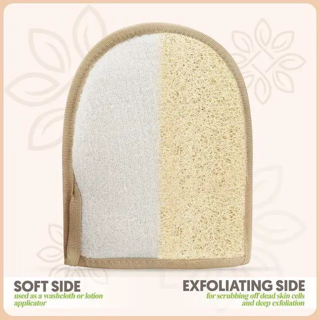 Alt view image 4 of 7 - Egyptian Loofah Gloves for Women & Men, Real Natural Egyptian Loofah Mittens with Terry Cloth, Premium Exfoliating Mitt for Body Cleansing, 2-Pack