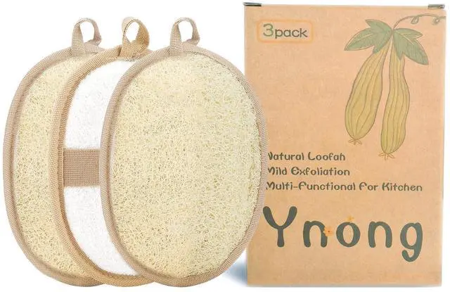 Main image of Natural Loofah Exfoliating Body Scrubber Pads, Bath Loofah for Women & Men, 100% Plant-Based Shower Luffa Sponge (3-Pack)