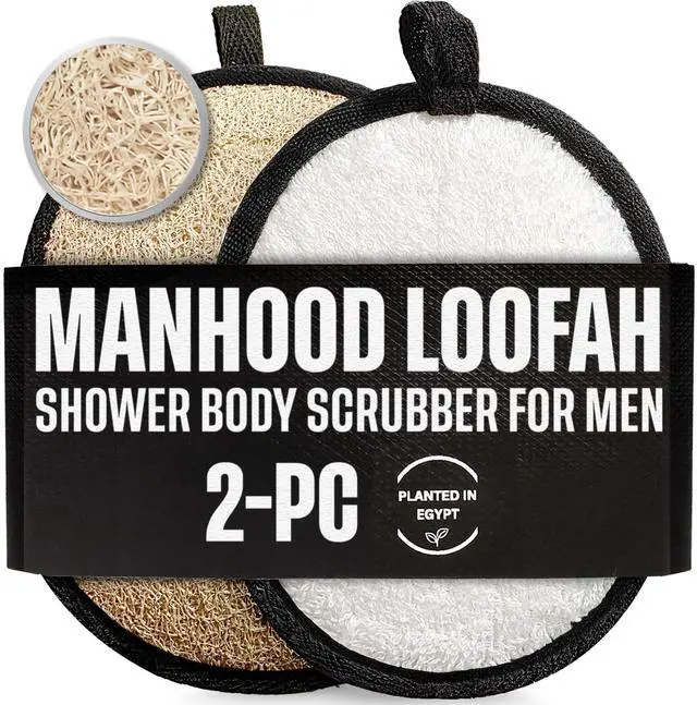 Main image of SERRENTO Loofah Body Scrubber Shower - Luffa Sponge 2PCS Black & White Set