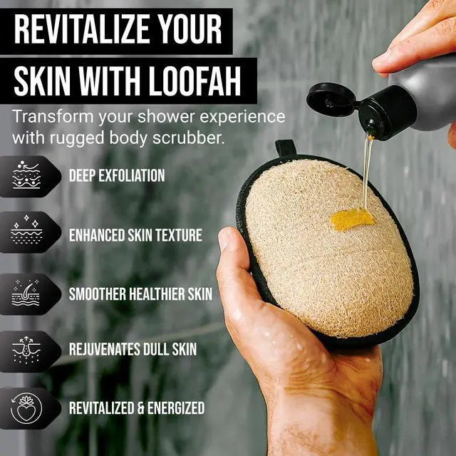 Alt view image 2 of 7 - SERRENTO Loofah Body Scrubber Shower - Luffa Sponge 2PCS Black & White Set