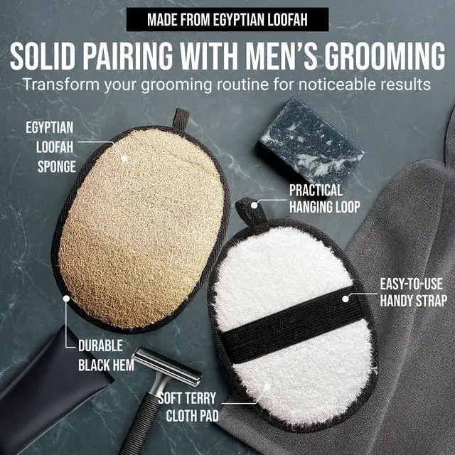 Alt view image 3 of 7 - SERRENTO Loofah Body Scrubber Shower - Luffa Sponge 2PCS Black & White Set