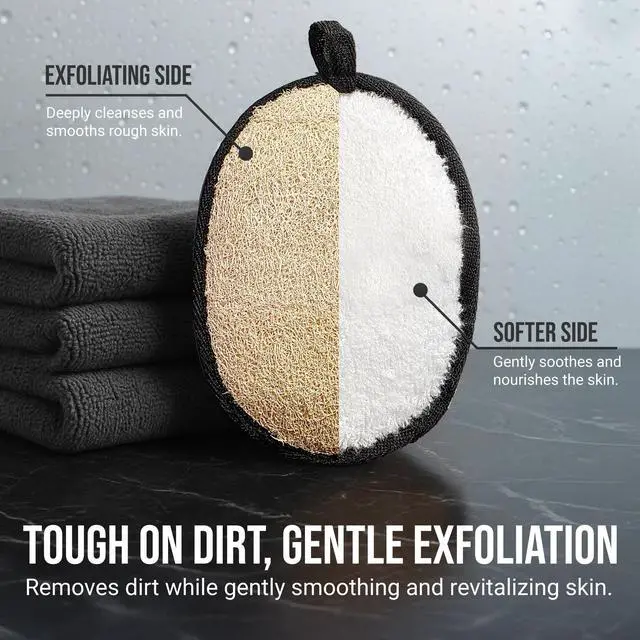 Alt view image 4 of 7 - SERRENTO Loofah Body Scrubber Shower - Luffa Sponge 2PCS Black & White Set