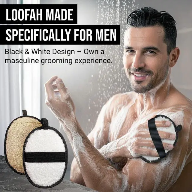 Alt view image 6 of 7 - SERRENTO Loofah Body Scrubber Shower - Luffa Sponge 2PCS Black & White Set