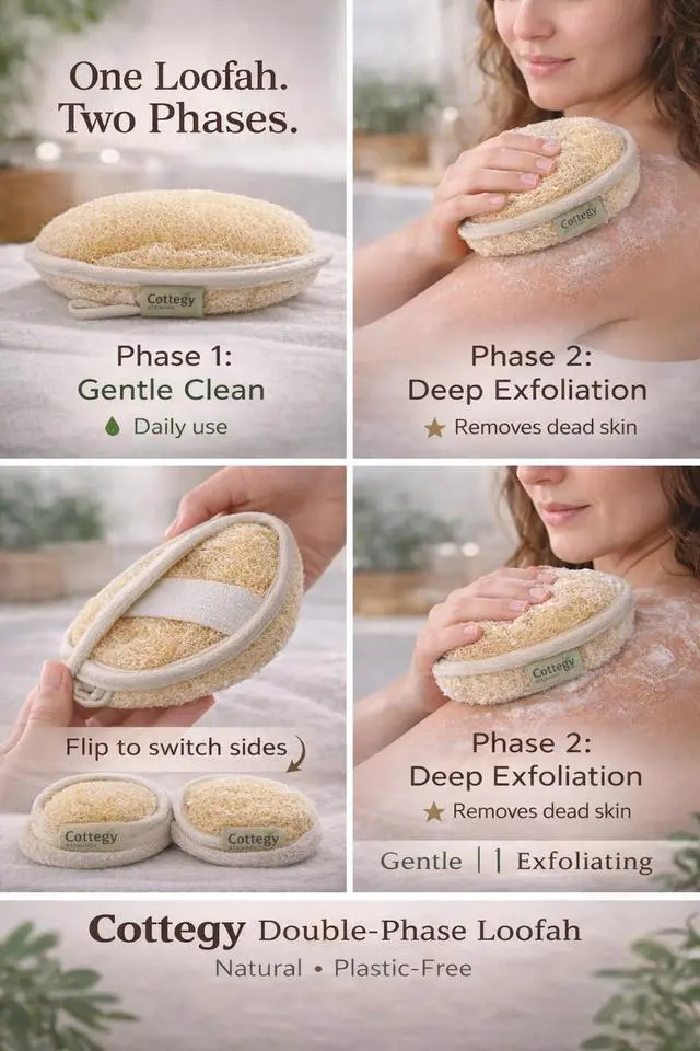 Alt view image 4 of 6 - Egyptian Loofah Exfoliating Scrubber - Natural Loofah Exfoliating Body Scrubber - Eco-Friendly Bath & Shower Sponge for Face & Body, 100% Natural, Men & Women - Double face (2, Large)
