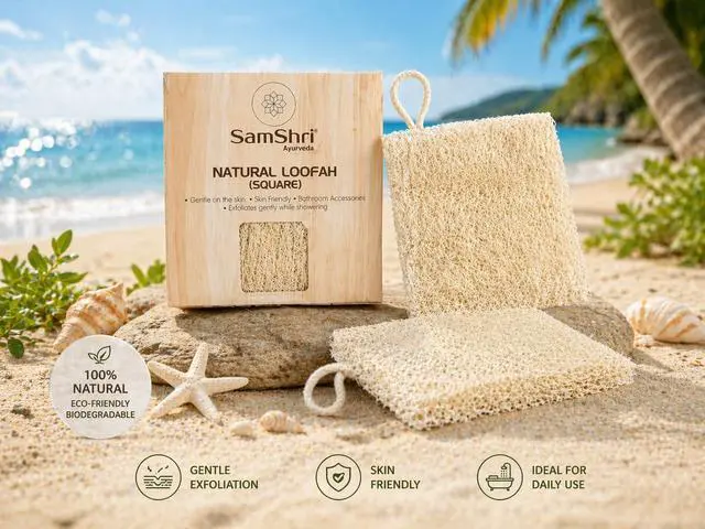 Alt view image 3 of 7 - Natural Loofah Sponge 2 Pack, Real Luffa Body Scrubber for Shower, Exfoliating Bath Sponge for Face and Body, Loofah for Men and Women, Biodegradable Reusable Bath Sponge Pads, Square Shape