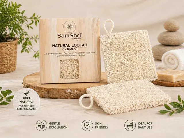 Alt view image 6 of 7 - Natural Loofah Sponge 2 Pack, Real Luffa Body Scrubber for Shower, Exfoliating Bath Sponge for Face and Body, Loofah for Men and Women, Biodegradable Reusable Bath Sponge Pads, Square Shape