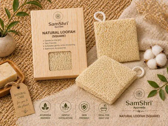 Alt view image 7 of 7 - Natural Loofah Sponge 2 Pack, Real Luffa Body Scrubber for Shower, Exfoliating Bath Sponge for Face and Body, Loofah for Men and Women, Biodegradable Reusable Bath Sponge Pads, Square Shape