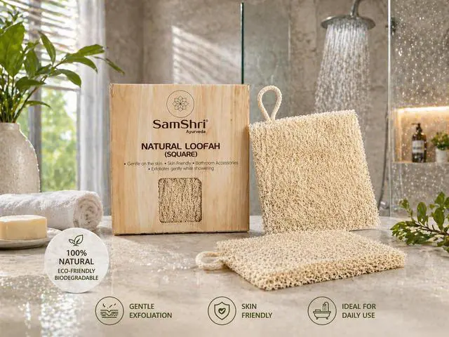 Alt view image 5 of 7 - Natural Loofah Sponge 2 Pack, Real Luffa Body Scrubber for Shower, Exfoliating Bath Sponge for Face and Body, Loofah for Men and Women, Biodegradable Reusable Bath Sponge Pads, Square Shape