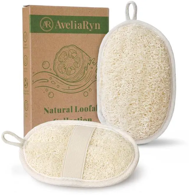 Main image of Double-Sided Egyptian Loofah Exfoliating Sponge, 2 Pack Luffa Body Scrubber