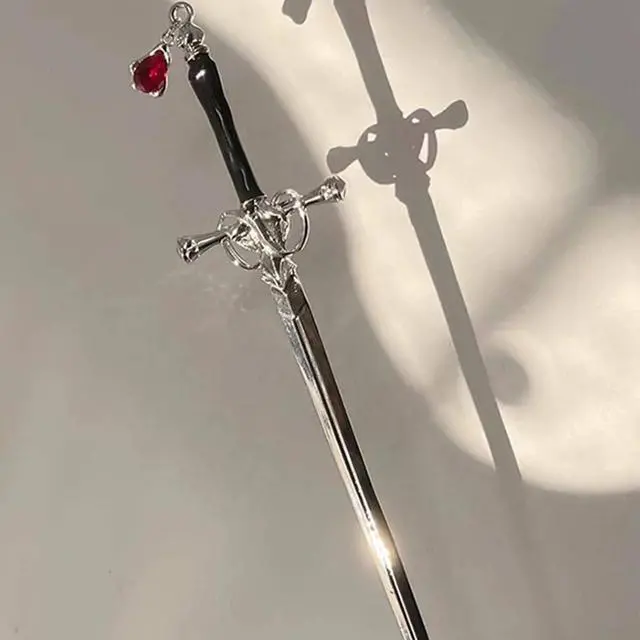 Alt view image 2 of 7 - 4Pcs Sword Hair Stick Retro Metal Hair Sticks Ancient Style Swords Hair Chopsticks for Women and Men, Chinese Hair Pins Hair Sticks Hair Daggers with Tassels for Hair Accessories