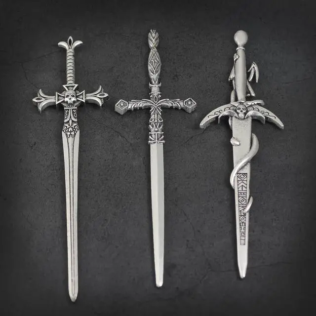 Alt view image 2 of 6 - 3Pcs Sword Hair Pins - Renaissance Medieval Gothic Hair Sticks for Women, Vintage Metal Hair Chopsticks for Bun Updo, Renaissance Accessories Medieval Accessories