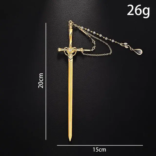 Alt view image 2 of 7 - Sword Tassels Hair Pins for Women - Gold Long Ancient Style Tassels Metal Chopsticks Chinese Hair Sticks Pin Decorative Gold Medieval Renaissance Chinese Hair Accessories for Women Jewelry