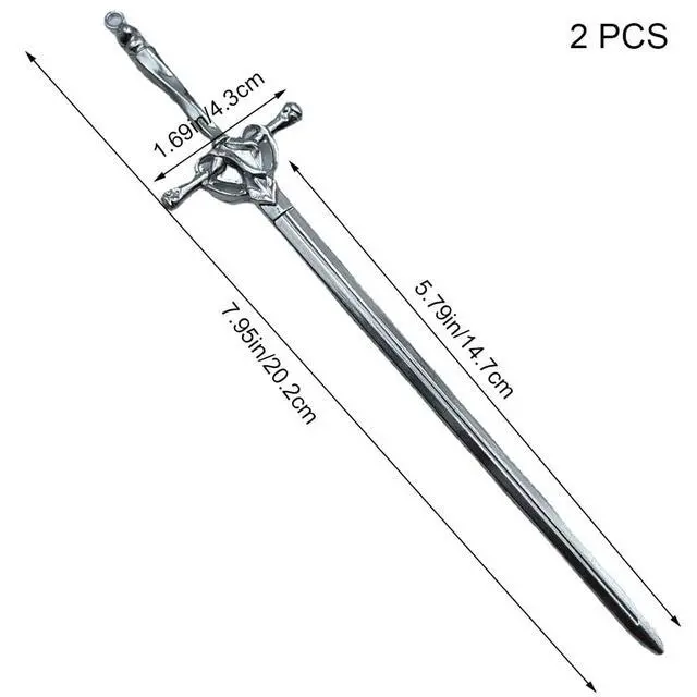 Alt view image 2 of 7 - 2 Pcs Metal Sword Hair Sticks Vintage Hair Chopsticks Simple and Elegant Hair Pins Sticks for Women and Girls Daily Wear