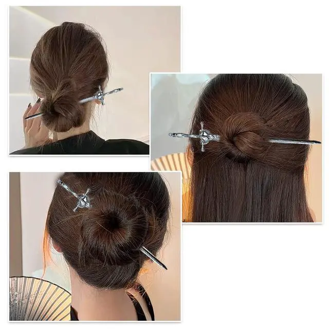 Alt view image 7 of 7 - 2 Pcs Metal Sword Hair Sticks Vintage Hair Chopsticks Simple and Elegant Hair Pins Sticks for Women and Girls Daily Wear