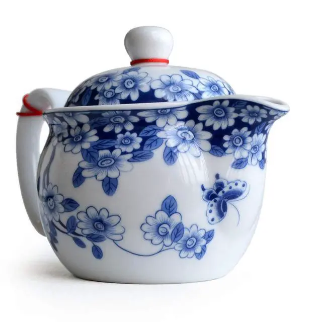 Alt view image 7 of 7 - Small Teapot 12oz Blue White Porcelain Tea Pot with Stainless Filter Infuser for Loose Tea (pot flowers Beautify)