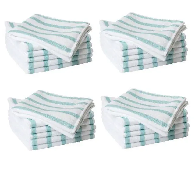Alt view image 2 of 7 - Microfiber Cleaning Cloths, Ultra-Absorbent, Lint-Free Cleaning Towels for Home & Kitchen, Teal Stripes, 11 Inches, 24 Count
