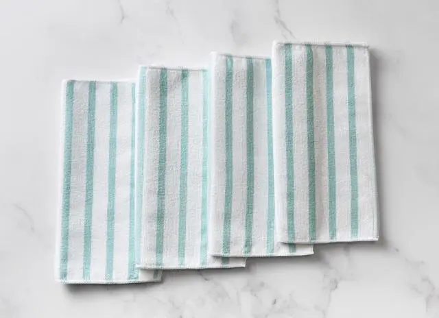 Alt view image 6 of 7 - Microfiber Cleaning Cloths, Ultra-Absorbent, Lint-Free Cleaning Towels for Home & Kitchen, Teal Stripes, 11 Inches, 24 Count