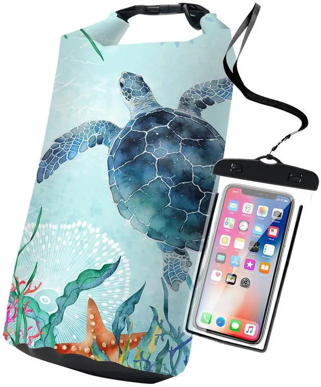 Main image of Waterproof Dry Bag,Sea Turtle Coral Starfish Small Waterproof Backpack 2L/5L/10L/20L/30L/40L Floating Lightweight Bags for Kayaking, Boating, Fishing, Swimming Camping with Waterproof Phone Case