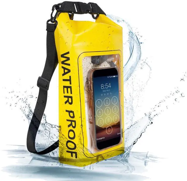 Main image of IP68 Waterproof Dry Bag, 2L - Roll Top Waterproof Pool Bagdry bags for kayaking waterproof-w/Phone Pouch,Large Waterproof Phone Pouch,Boating & Kayak Accessories camping (yellow)