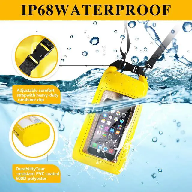 Alt view image 3 of 7 - IP68 Waterproof Dry Bag, 2L - Roll Top Waterproof Pool Bagdry bags for kayaking waterproof-w/Phone Pouch,Large Waterproof Phone Pouch,Boating & Kayak Accessories camping (yellow)
