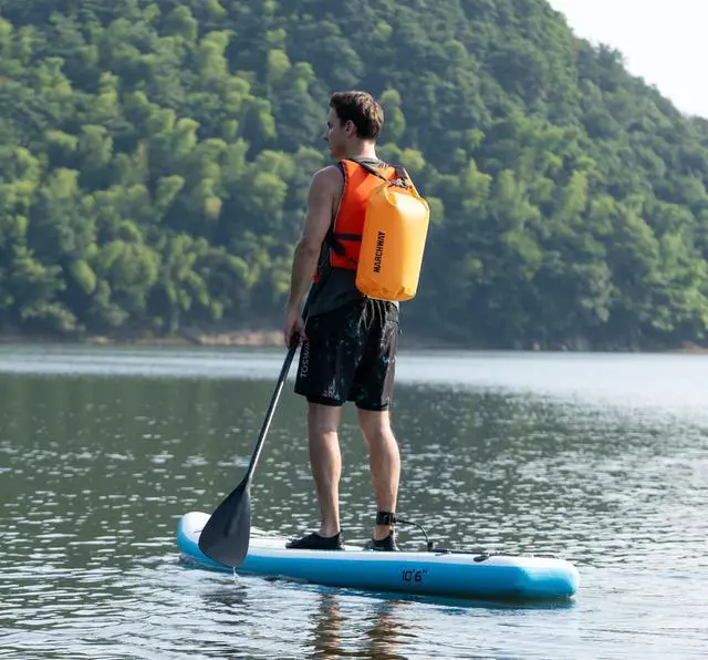 Alt view image 7 of 7 - Floating Waterproof Dry Bag Backpack 5L/10L/20L/30L/40L, Roll Top Sack Keeps Gear Dry for Kayaking, Rafting, Boating, Swimming, Camping, Hiking, Beach, Fishing (Deep Yellow, 10L)