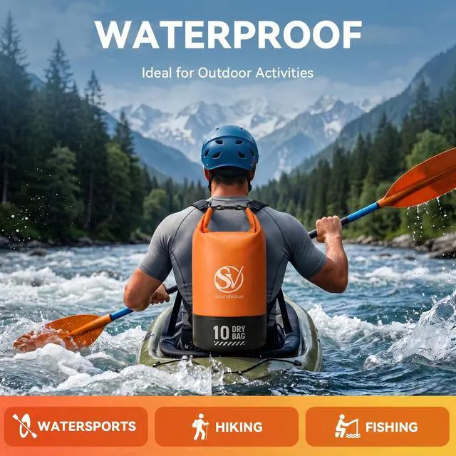 Alt view image 2 of 7 - Waterproof Dry Bag - Waterproof Floating Backpack for Kayaking, 10L/20L/30L Waterproof Pouch for Beach,Travel, Swimming, Boating, Paddle Board, Rafting, Camping, Hiking