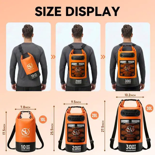 Alt view image 3 of 7 - Waterproof Dry Bag - Waterproof Floating Backpack for Kayaking, 10L/20L/30L Waterproof Pouch for Beach,Travel, Swimming, Boating, Paddle Board, Rafting, Camping, Hiking