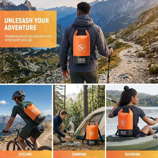 Alt view image 7 of 7 - Waterproof Dry Bag - Waterproof Floating Backpack for Kayaking, 10L/20L/30L Waterproof Pouch for Beach,Travel, Swimming, Boating, Paddle Board, Rafting, Camping, Hiking