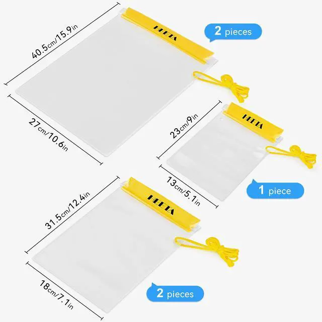 Alt view image 4 of 7 - 5-Pack Clear Waterproof Dry Bag Pouch, Water Tight Cases Dry Bags Document Holder for Camera Mobile Phone Maps, Kayaking Boating (Yellow)