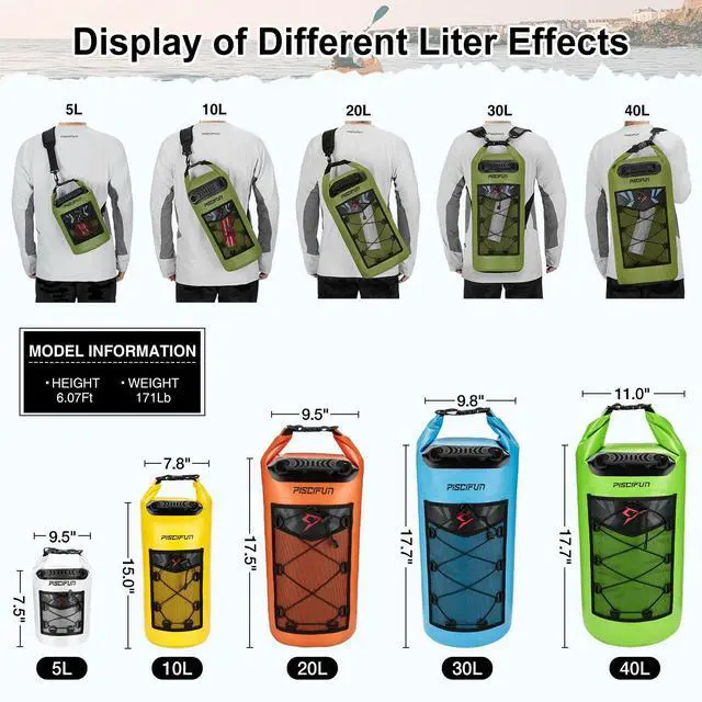 Alt view image 3 of 7 - Dry Bag, Waterproof Floating Backpack 10L with Waterproof Phone Case for Boating, Kayaking, Fishing, Black 10L