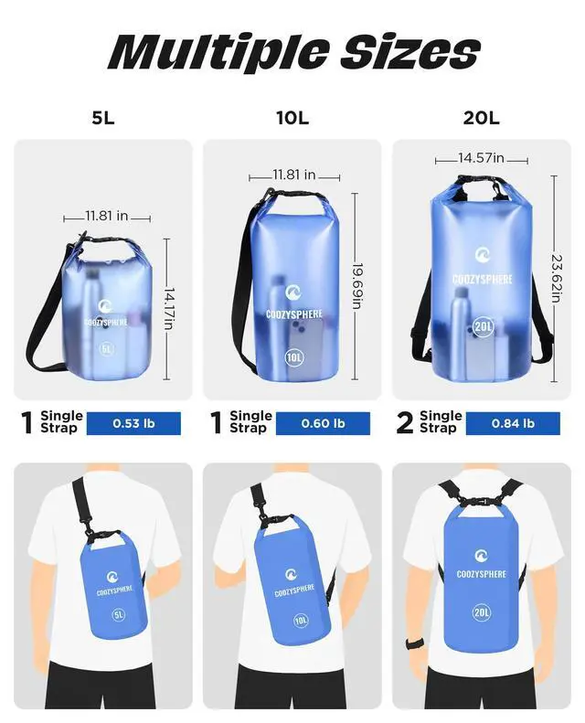 Alt view image 2 of 7 - Dry Bag Waterproof 5L, Roll Top Lightweight Floating Storage Bag with Phone Case and Whistle for Women Men, Kayaking Boating Beach Bag Camping Hiking Fishing