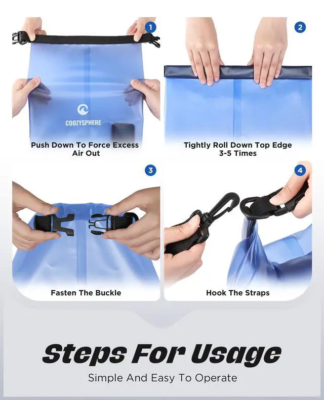 Alt view image 3 of 7 - Dry Bag Waterproof 5L, Roll Top Lightweight Floating Storage Bag with Phone Case and Whistle for Women Men, Kayaking Boating Beach Bag Camping Hiking Fishing