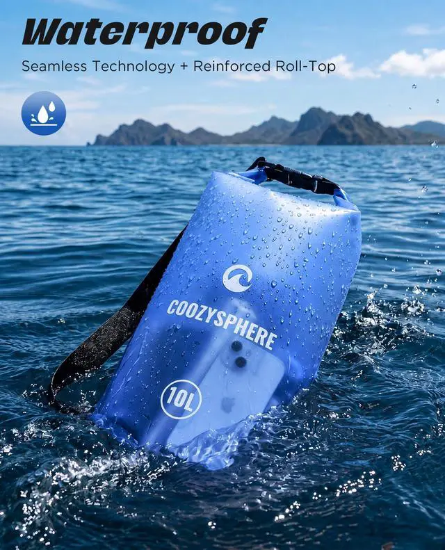 Alt view image 5 of 7 - Dry Bag Waterproof 5L, Roll Top Lightweight Floating Storage Bag with Phone Case and Whistle for Women Men, Kayaking Boating Beach Bag Camping Hiking Fishing