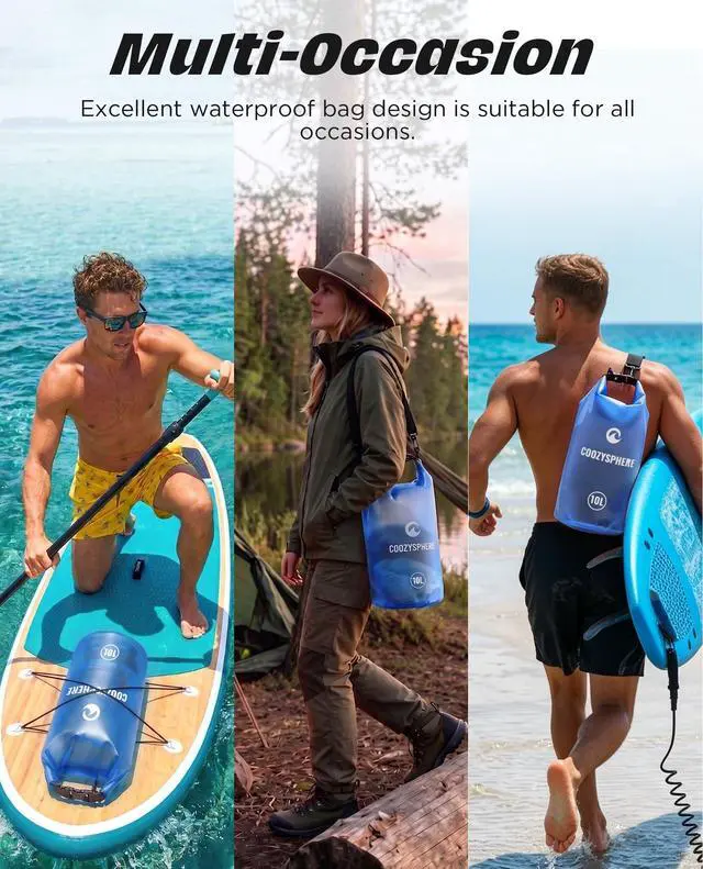 Alt view image 7 of 7 - Dry Bag Waterproof 5L, Roll Top Lightweight Floating Storage Bag with Phone Case and Whistle for Women Men, Kayaking Boating Beach Bag Camping Hiking Fishing
