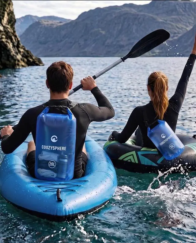Alt view image 6 of 7 - Dry Bag Waterproof 5L, Roll Top Lightweight Floating Storage Bag with Phone Case and Whistle for Women Men, Kayaking Boating Beach Bag Camping Hiking Fishing