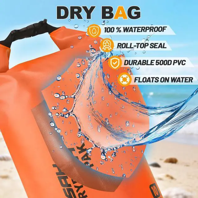Alt view image 3 of 7 - Waterproof Dry Bag, 5L/10L/20L/30L/40L Roll Top Lightweight Storage Backpack with Phone Case for Women & Men, Floating Waterproof Sack for Travel, Swimming, Kayaking, Paddle Board, Camping & Beach