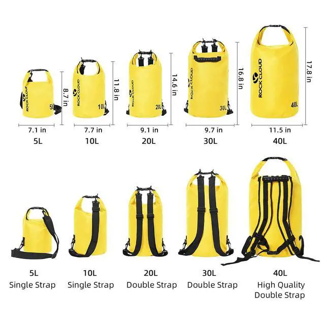 Alt view image 2 of 7 - Dry Bag Waterproof 5L Dry Sack for Kayaking Rafting Boating Beach Surfing Swimming Canoe Camping Hiking Fishing Ski, Yellow
