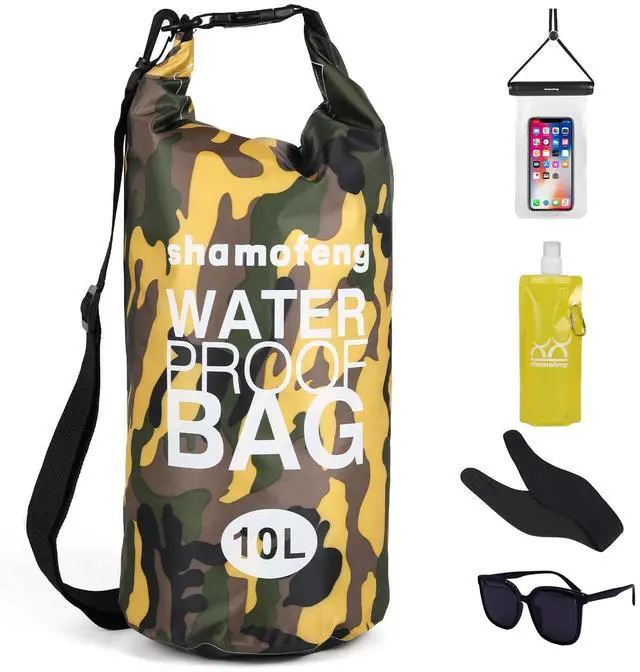 Main image of Waterproof Dry Bag 5L/10L/15L/20L/30L Roll Top Dry Storage Backpack with Phone Case, Collapsible Water Bottle, Sunglasses, Ear Band for Kayaking Boating Swimming Fishing Camping, Yellow 30L